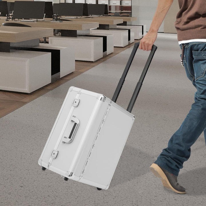 Robuster Aluminium Businesskoffer mit Rollen, 30 kg Traglast - Kompakter Aktenkoffer &amp; Pilotenkoffer