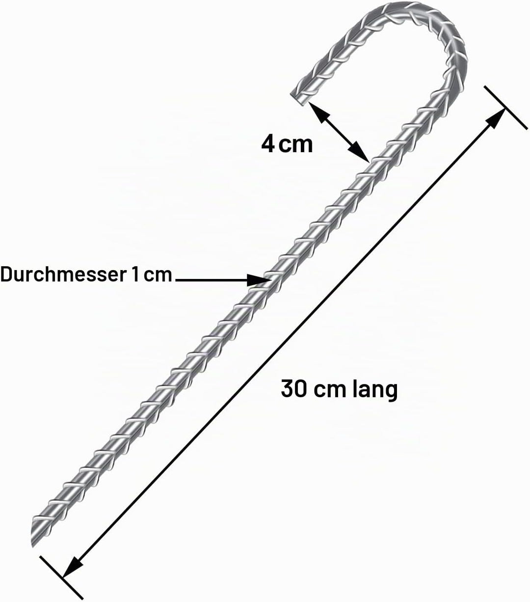 AGPTEK Bodenanker, 6er Pack 30CM J-förmige Heringe, Schwerlast Haken Bewehrungsstäbe, Verzinkter Sta