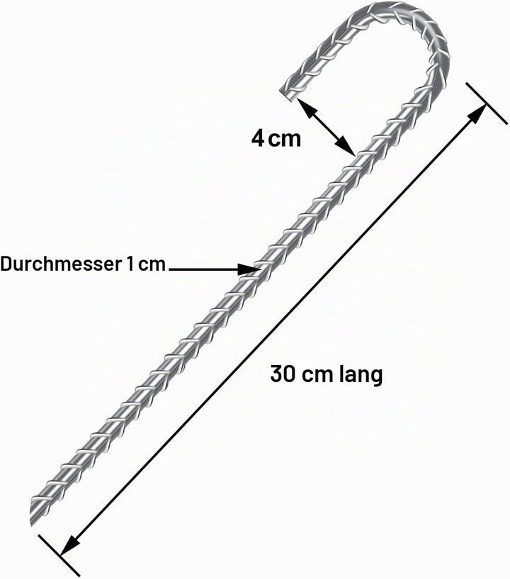 AGPTEK Bodenanker, 6er Pack 30CM J-förmige Heringe, Schwerlast Haken Bewehrungsstäbe, Verzinkter Sta