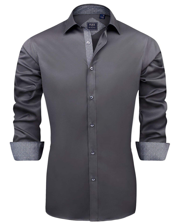 J.VER Herren Hemd Regular Fit Langarm Herrenhemden Freizeithemd Regular Businesshemd elastiscer Must