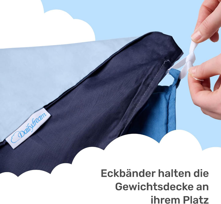 Dailydream Bezug für Erwachsenengewichtsdecke 135 x 200 cm | zweifarbig blau | 100% Baumwolle | Ersa