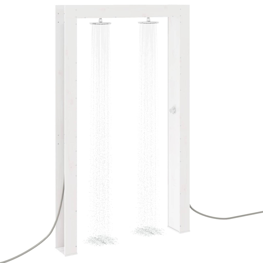 vidaXL Gartendusche 226 cm Massivholz Kiefer und Edelstahl Weiss Weisse Kiefer, Weisse Kiefer