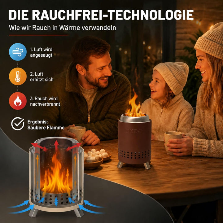 Heat Rokfri Rauchfreier Feuerkorb - Rauchfreie Feuerschale - Tisch Feuerstelle - Fire Pit Outdoor (S