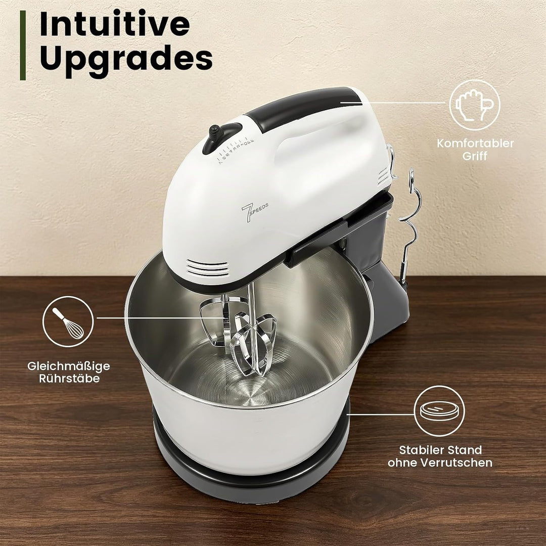 1.7L Küchenmaschine Elektrisches Knetmaschine Rührmaschine Standmixer 7-Gang Teig Rührmaschine Stabm