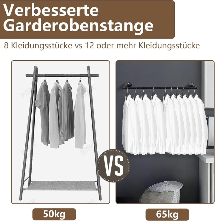 Gimisgu Kleiderstange Wandmontage Garderobenstangen 6er Set 92cm Robuste Kleiderständer 65 kg belast