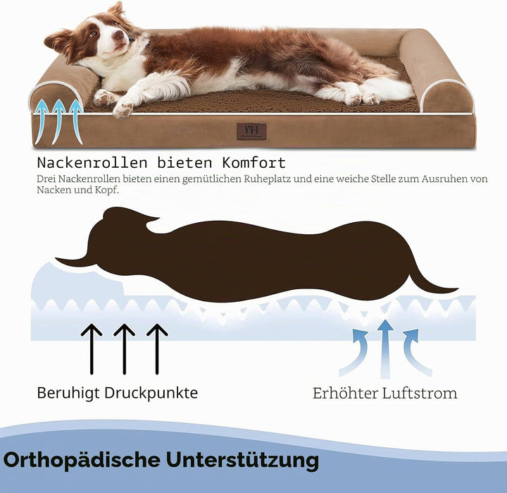 WESTERN HOME Orthopädisches Hundebett mittelgrosse Hunde hundesofa Hundecouch Hunde Bettchen mit Hoh