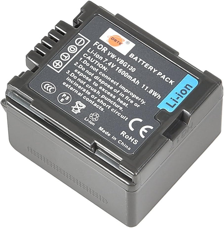 DSTE®（2 Pack）Ersatz Batterie und DC61E Reise Ladegerät Compatible für Panasonic VW-VBG130 AG-HMC150