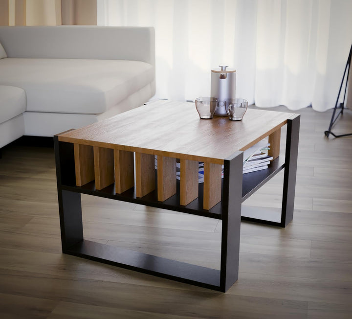 defiPad® Couchtisch mit Stauraum | 65CM Breite Kaffeetisch mit Lammelas | Modern Wohnzimmertisch Eic