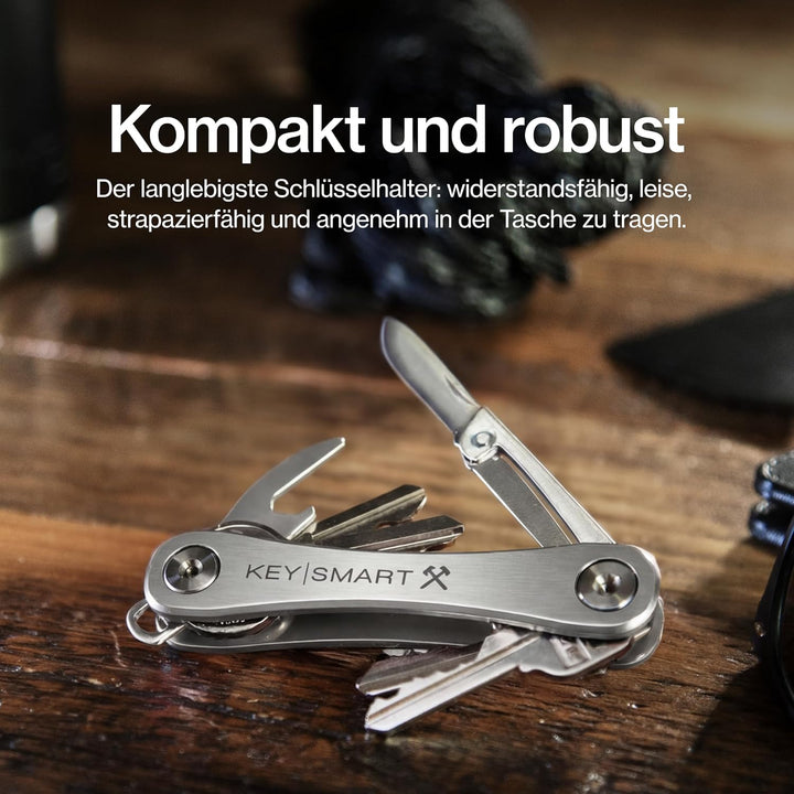 KeySmart Rugged - Multi-Tool Schlüsselhalter mit dem Flaschenöffner und Taschen Clip (bis zu 14 Schl