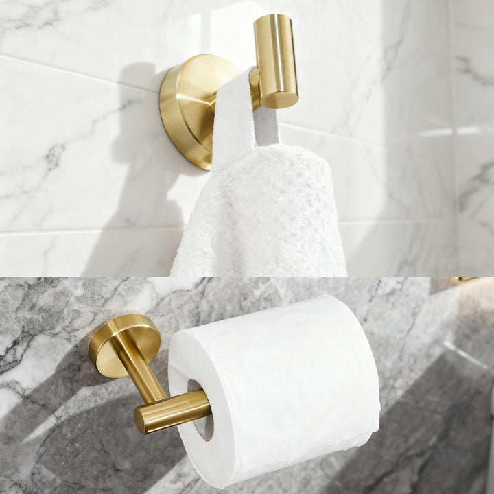 Leekayer Gebürstet Goldene Klopapierhalter,Handtücher Haken 2 Stück Badezimmer,Bad Accessoires,Wandm