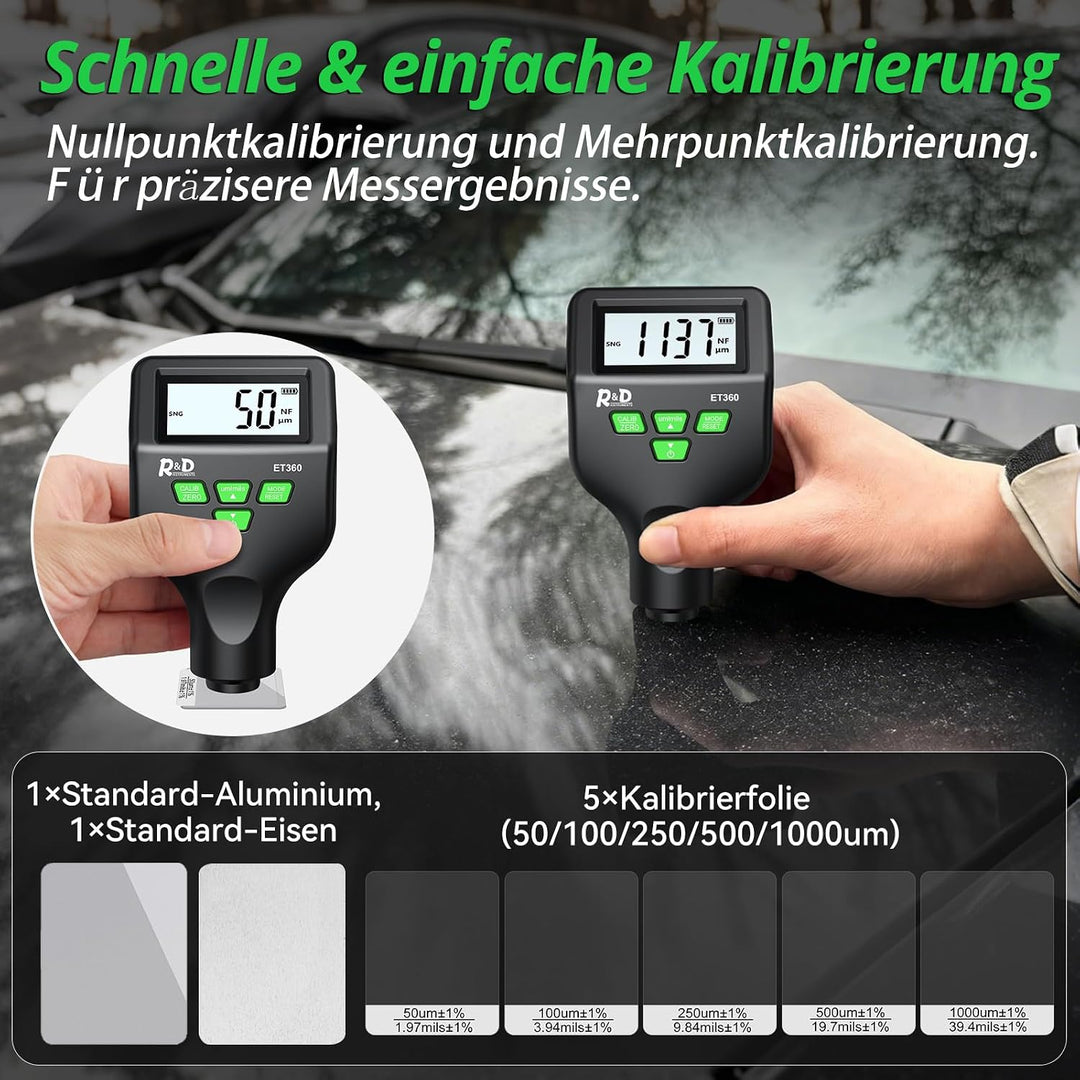 RDINSCOS Lackmessgerät 0-1500um Display Dickenmesser Schichtdickenmessgerät