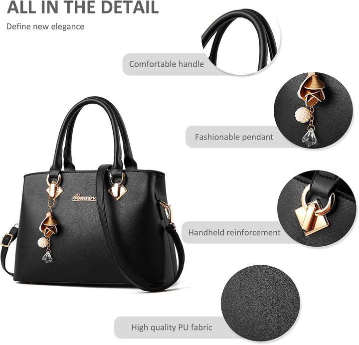 NICOLE &amp; DORIS Elegante Handtasche Damen Schultertasche PU Leder Henkeltasche Mittelgross Tote Shopp