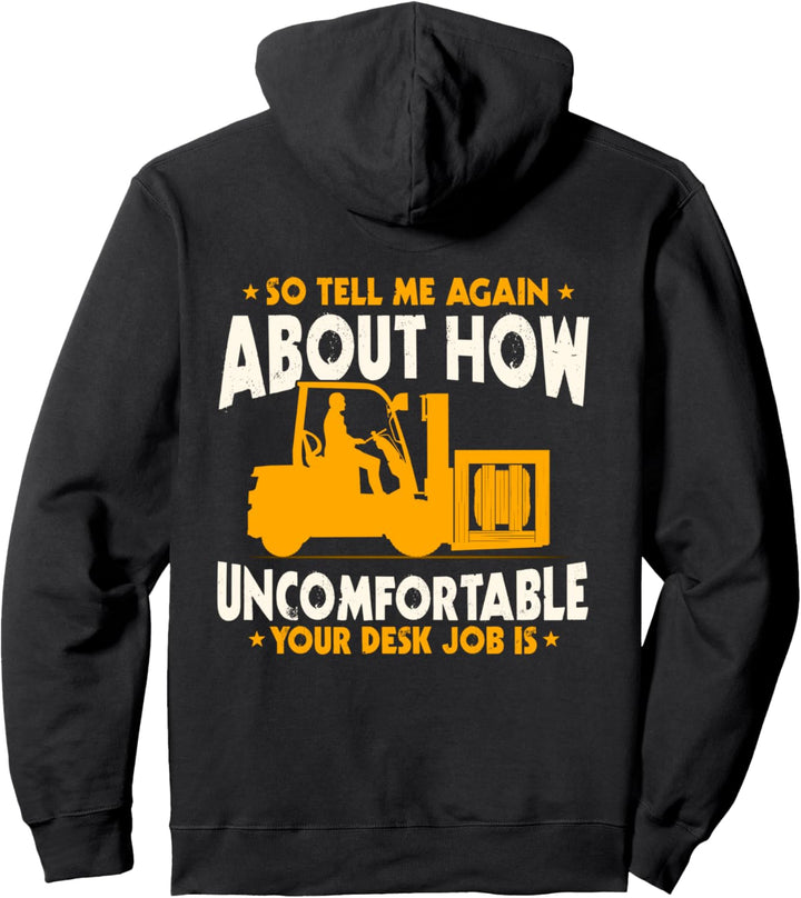 Gabelstaplerfahrer-Design auf der Rückseite der Kleidung Pullover Hoodie