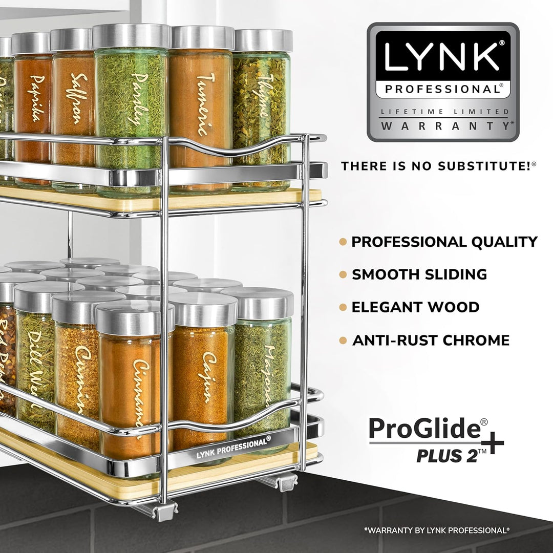 Lynk Professional® Élite™ Gewürzregal für Schrank, ausziehbar, 16,5 cm breit, ausziehbares Gewürzreg