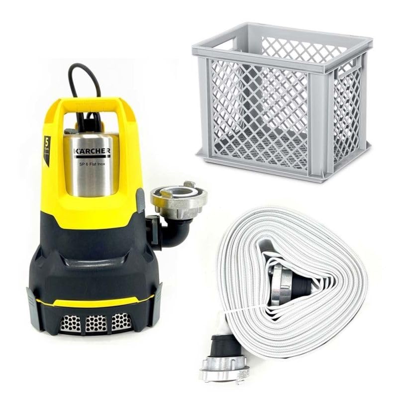 Kärcher Tauchpumpenbox SP 17.000 Flat inkl. C-Kupplung, 20 mtr. Bauschlauch &amp; Kunststoffbox
