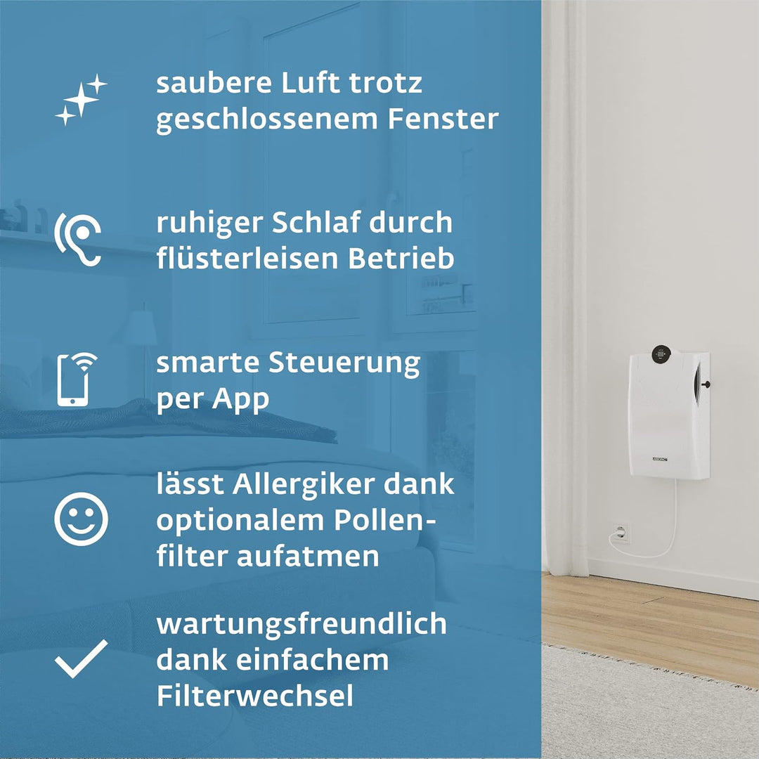 SIEGENIA AEROPAC smart - Wandlüfter, dezentrale Wohnraum-Lüftung mit App-Steuerung, mit App-Steuerun