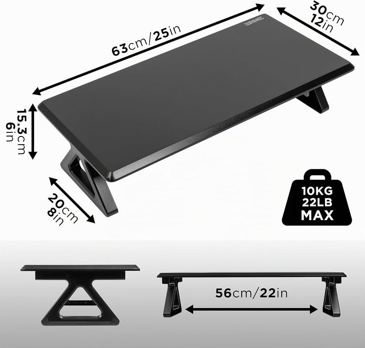 Duronic DM06-1 BK Monitorständer, 62 x 30 cm, Schreibtischaufsatz Erhöhung Bildschirmständer, Dual M