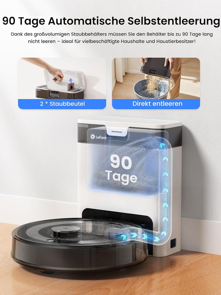 LEFANT M2 Pro Staubsaugerroboter, 5500Pa Saugroboter mit Wischfunktion, Staubsauger Roboter mit LiDA