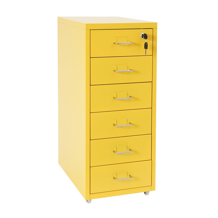 Metall Rollcontainer, Büromöbel für Schreibtisch, Büro Organizer mit 6 Schubladen, Abschliessbarer S