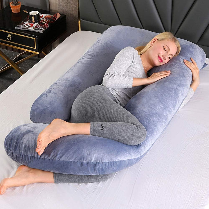 CALIYO Schwangerschaftskissen J Form,Stillkissen XXL-SeitenschläFerkissen mit Bezug,Pregnancy Pillow