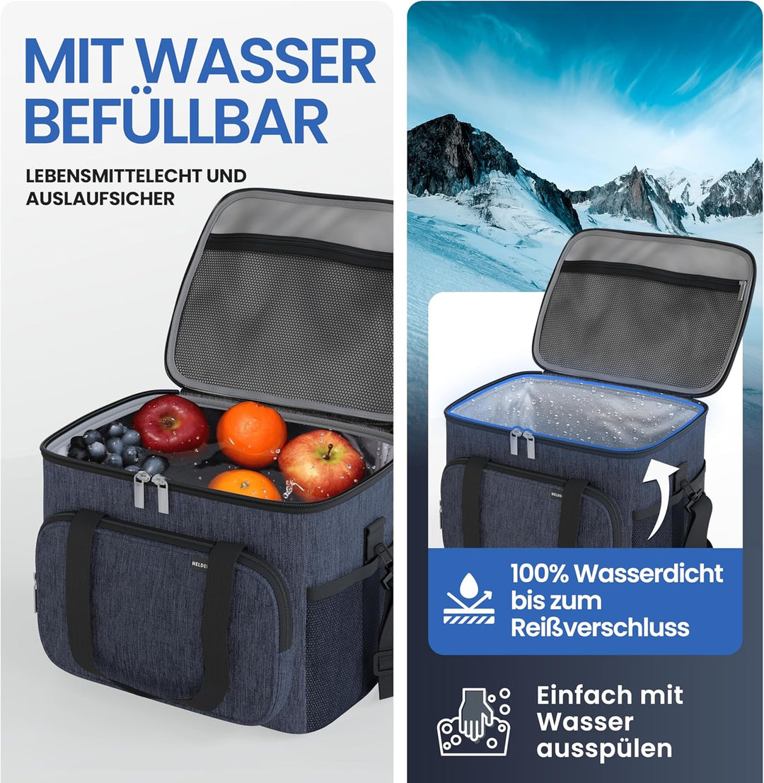 HELDENWERK Kühltasche klein &amp; faltbar 10L, Isolierte Thermo Lunchtasche für Essen &amp; Getränke, wasser