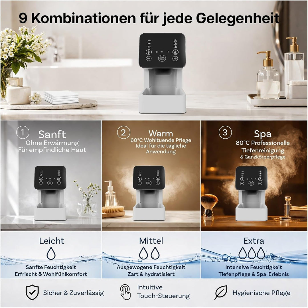 MMOBIEL Handtuchwärmer Automatischer Heisshandtuchspender mit 50 komprimierten Einweg Gesichtstücher