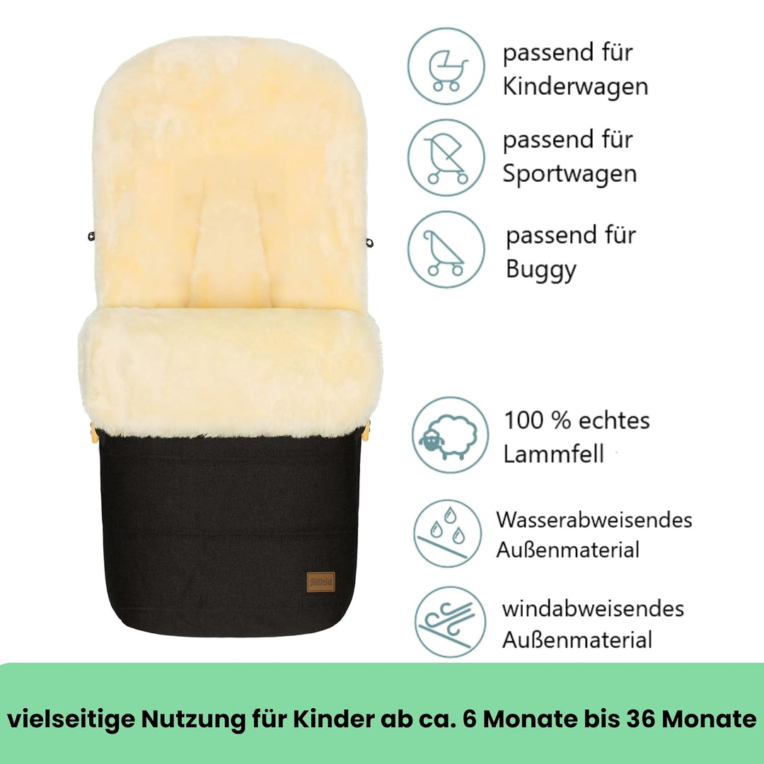 Fillikid Winterfusssack Bernia Lammfell Exklusiv Kinderwagen, Buggy | Winterfusssack wind- &amp; wassera