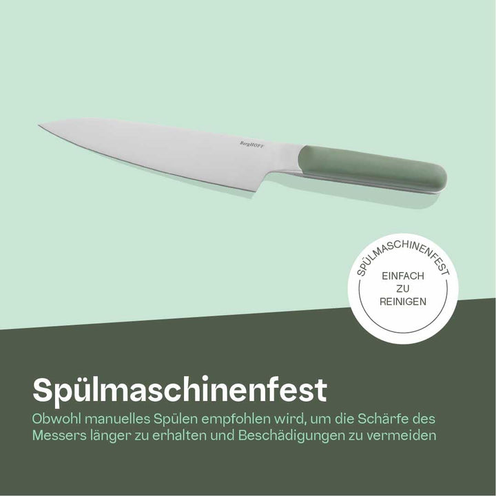 Berghoff Home Kochmesser 19,6cm - Edelstahl Küchenmesser - Messer scharf - Fleischmesser - Khaki Kha