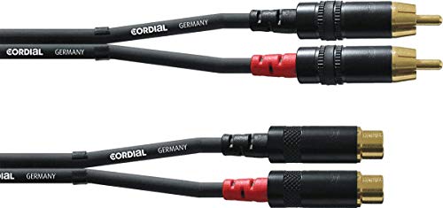 CORDIAL CABLES RCA-Audiokabel männlich/weiblich 3 m AUDIO Essentials RCA-Kabel, 3 M