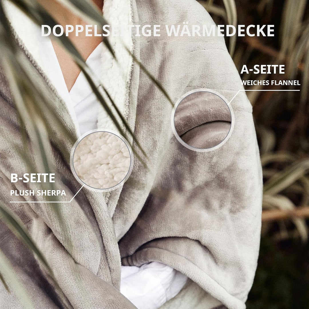 GOTCOZY Heizdecke 130x160 cm - Weicher seidiger Plüsch Wärmedecke Heizdecke 9 Heizstufen und 10 Stun