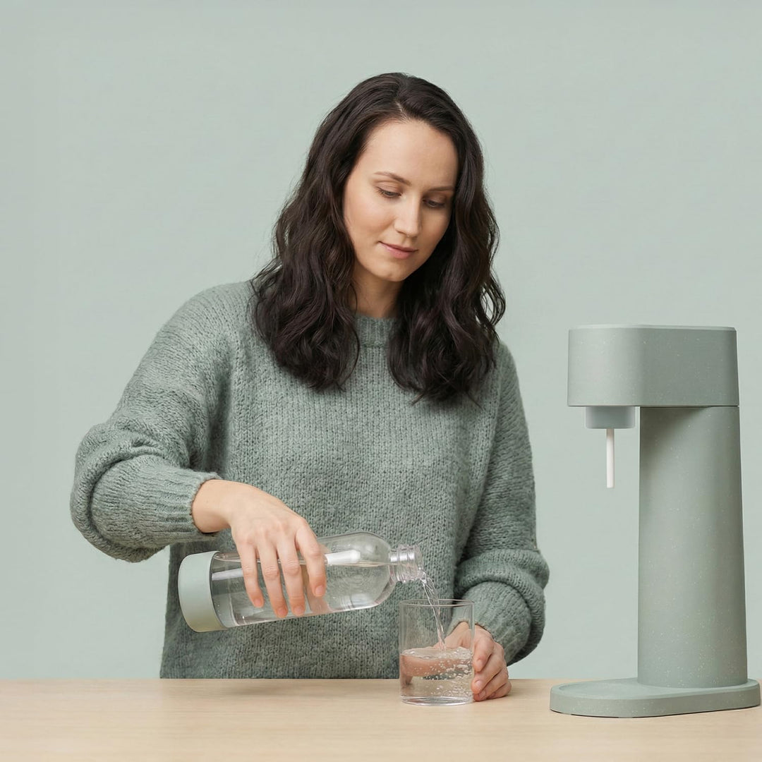 Mysoda: Wasserflasche für Wassersprudler, BPA-freies Plastik, mit Quick-Lock Schnellverschluss, Deta