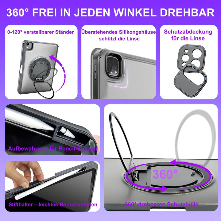 WIWU iPad Pro 13 Hülle mit Tastatur 360° Ständer Magnetisch Abnehmbare | Tastaturhülle 7 Farben Hint