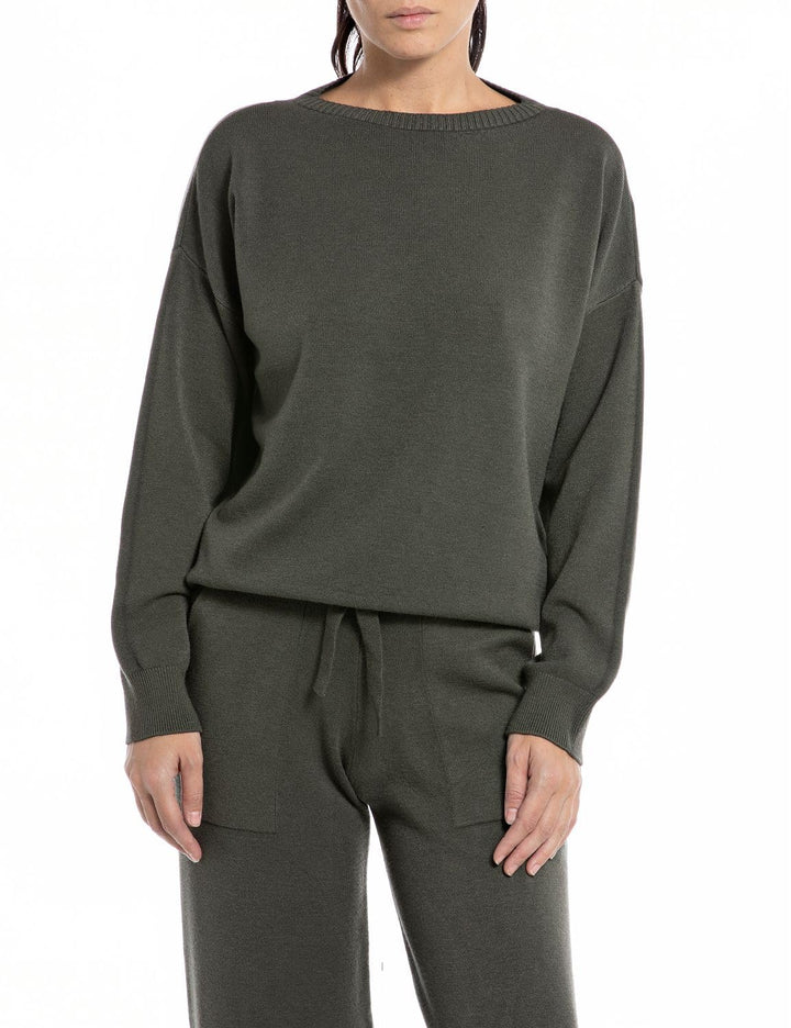 Replay Damen Pullover Elegant, Army Green 435
