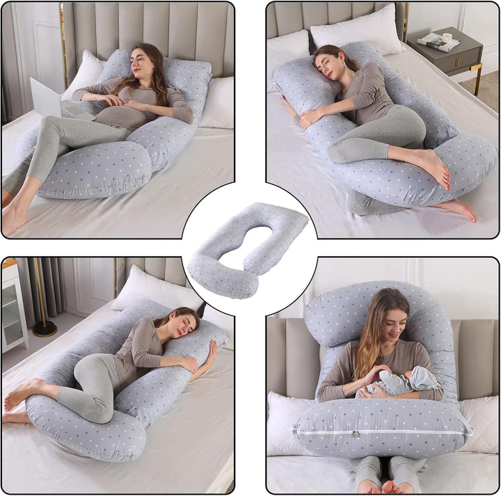 CALIYO Schwangerschaftskissen J Form,Stillkissen XXL-SeitenschläFerkissen mit Bezug,Pregnancy Pillow