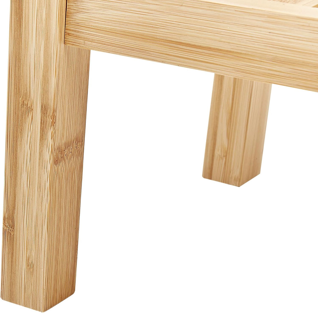 Beliani Bad Beistelltisch Hocker mit Ablage Bambusholz Hellbraun 39x25 cm modern Tremont