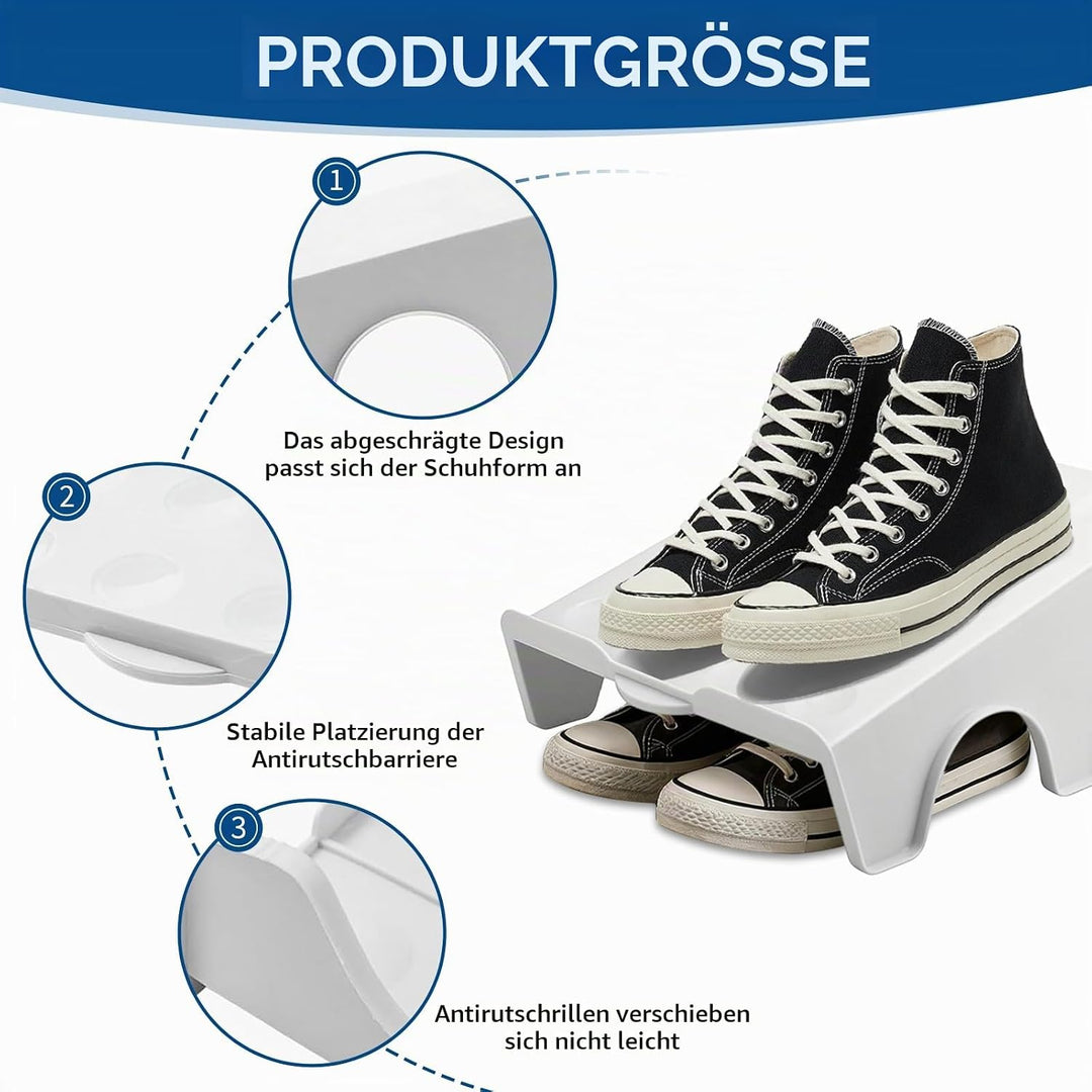 Schuhstapler, 4 Stück Schuhstapler Platzsparend Doppelschicht Schuhorganizer Schuhschlitze Organizer