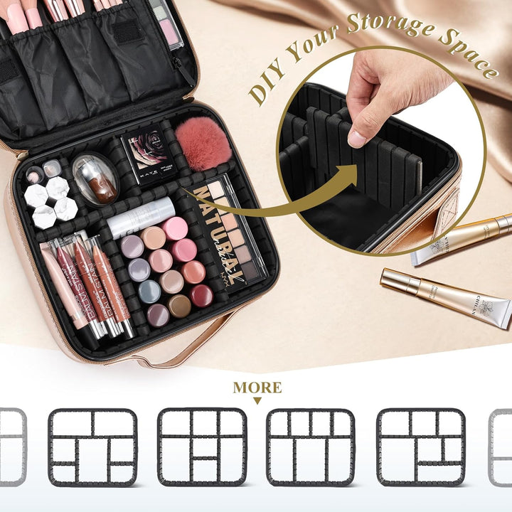 Kosmetiktasche Schminktasche Kosmetikbeutel Reise Organizer, Makeup Tasche mit Griff und verstellbar