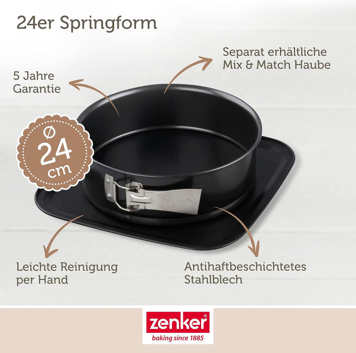 Zenker Bake, Click &amp; Go 24er Springform – ⌀ 24 x 8 cm – Backform mit separat erhältlichem Deckel für