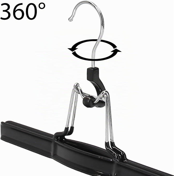 VonBueren 16x Hosenbügel Klemmbügel schwarz aus Metall, Kleiderbügel Hosen, 16