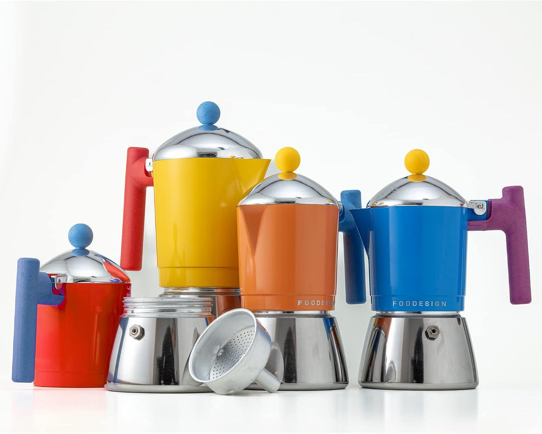 Espressokocher Moka Cocca für 3 Tassen, modernes Design, für Gas und Induktion, Kessel aus Bi-Materi