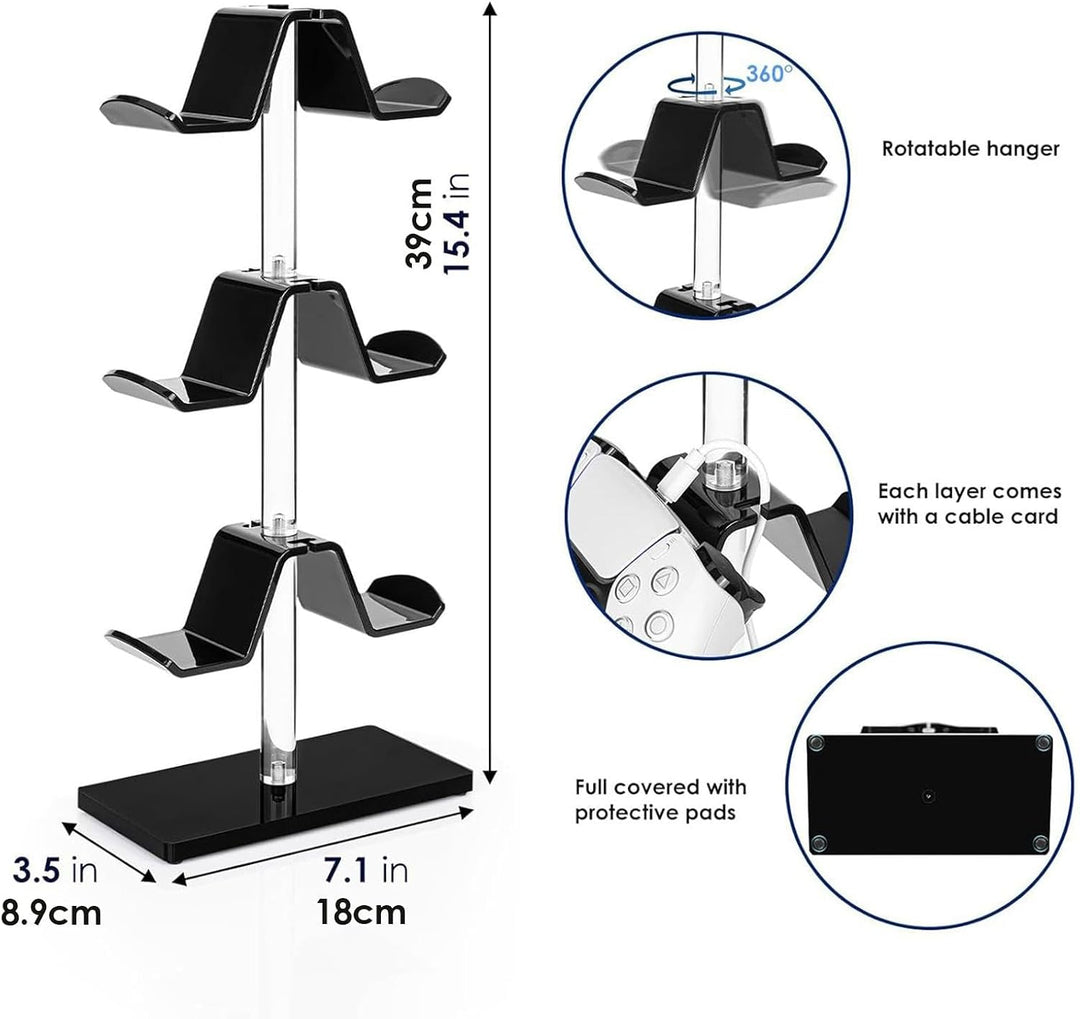 Generisch Acrylic Controller Holder, Game Controller Stand, Headphone Stand Organizer, 3-Tier Contro