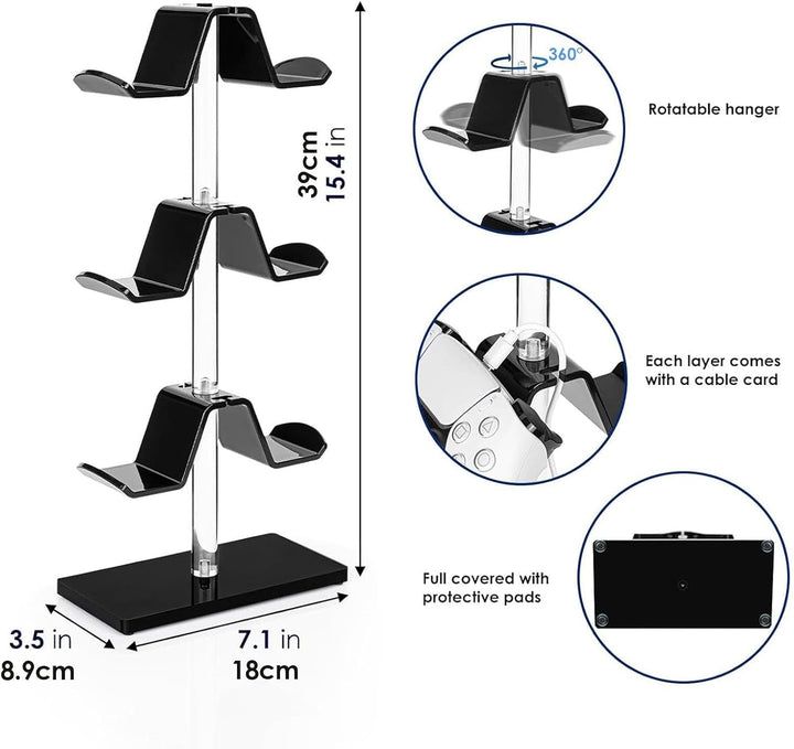 Generisch Acrylic Controller Holder, Game Controller Stand, Headphone Stand Organizer, 3-Tier Contro