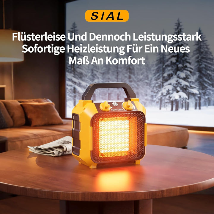 SIAL Energiesparender Heizlüfter 1000W, 42 dB, Raumheizung, PTC Thermostat PC1, PC1