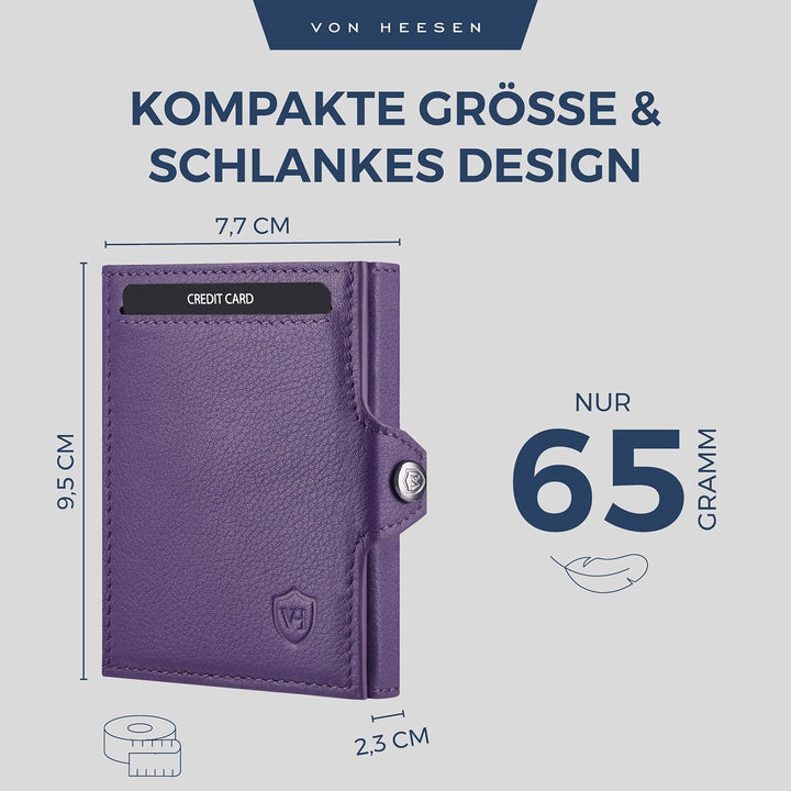 VON HEESEN Slim Wallet mit XL Münzfach Violet Violet XL MÜNZFACH (Kartenslot), Violet XL MÜNZFACH (K