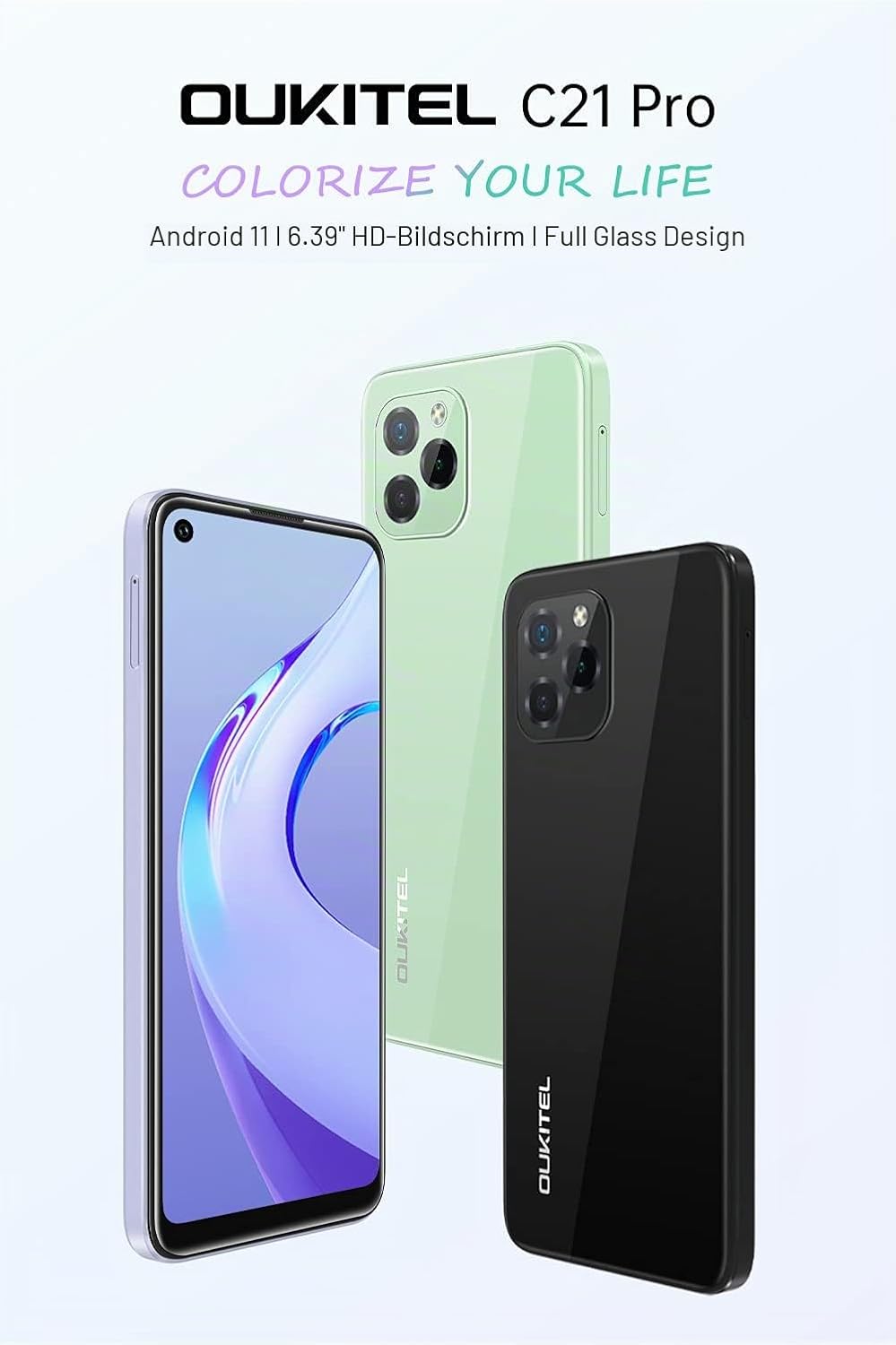 OUKITEL C21 Pro Telemovel Livre 11, Vollvisier-Design, 4 GB 64 GB, 256 GB SD, extern, Dreifachkamera