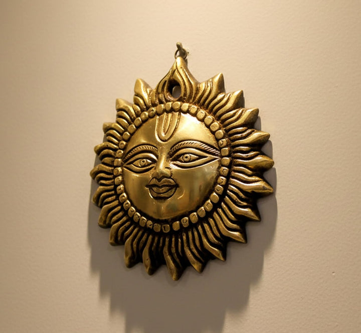 eSplanade - Brass Sun Wall Decor - Beautiful Sun (Surya) Face Murti Idol Statue Sculpture Wall Hangi