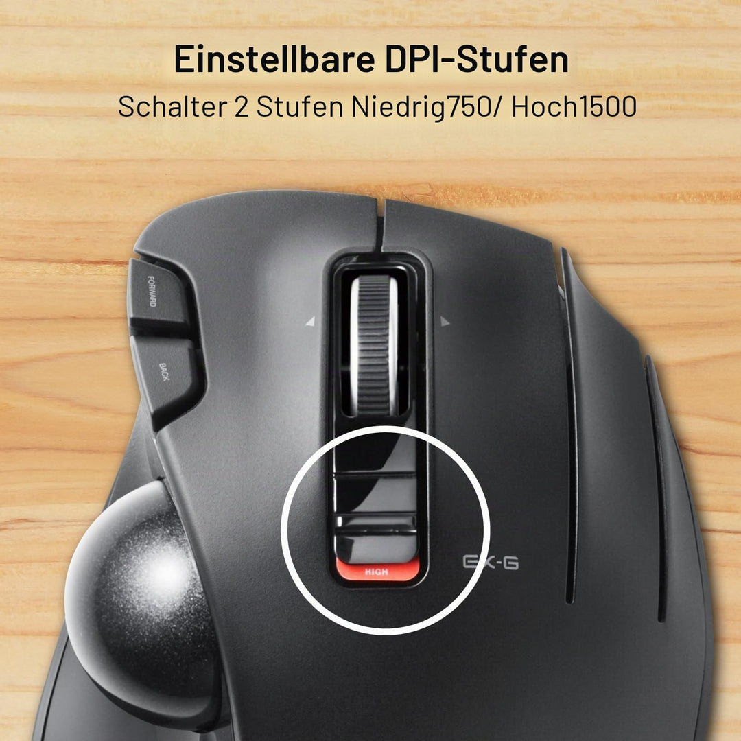 ELECOM M-XT3DRBK Wireless Trackball Mouse, 6-Button with Smooth Tracking Function, Video Gaming Sens