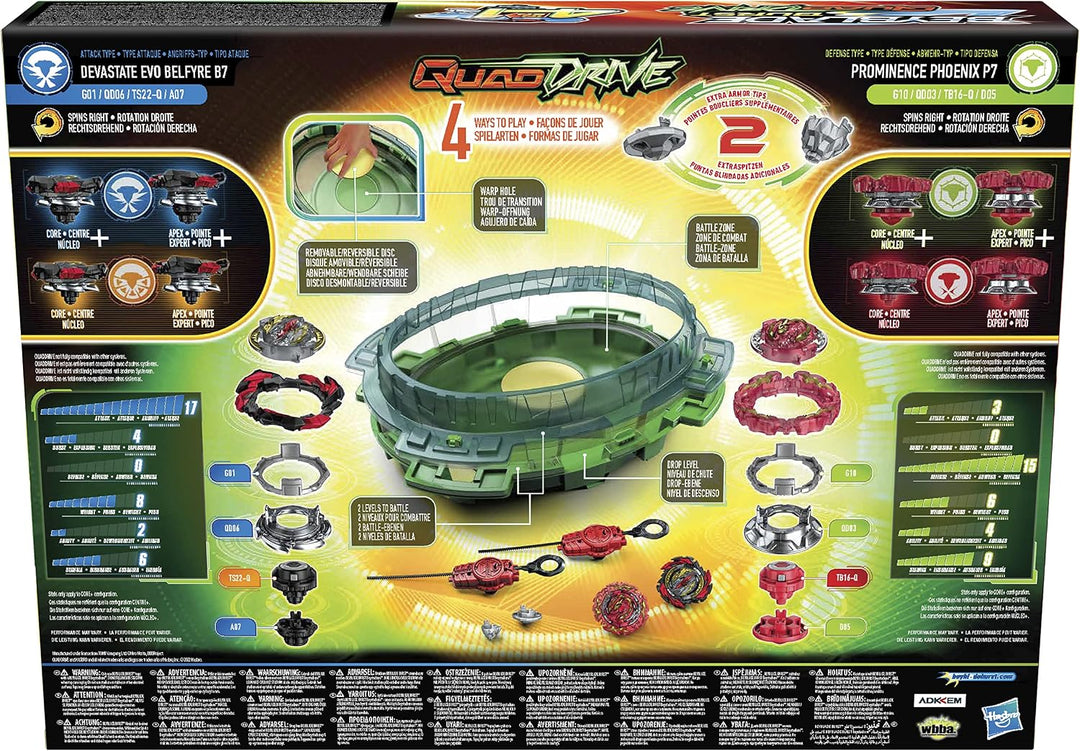 Hasbro Beyblade Burst QuadDrive Interstellar Drop Battle Set − Beystadium-Arena, 2 Kreisel und 2 Sta