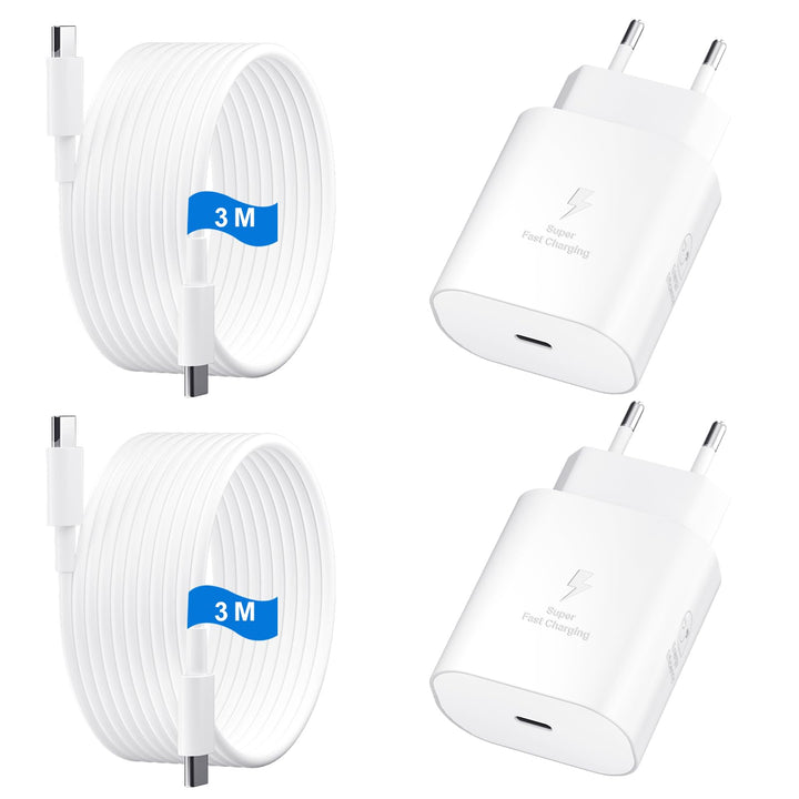 USB C Ladegerät 2er-Pack 25W Schnellladegerät Netzteil Ladekabel Type C Schnellladekabel Handy Steck