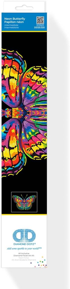 DIAMOND DOTZ 2594366 Original 5D Diamond Painting Set, Neon Schmetterling, mit Neonfarben und Samt,